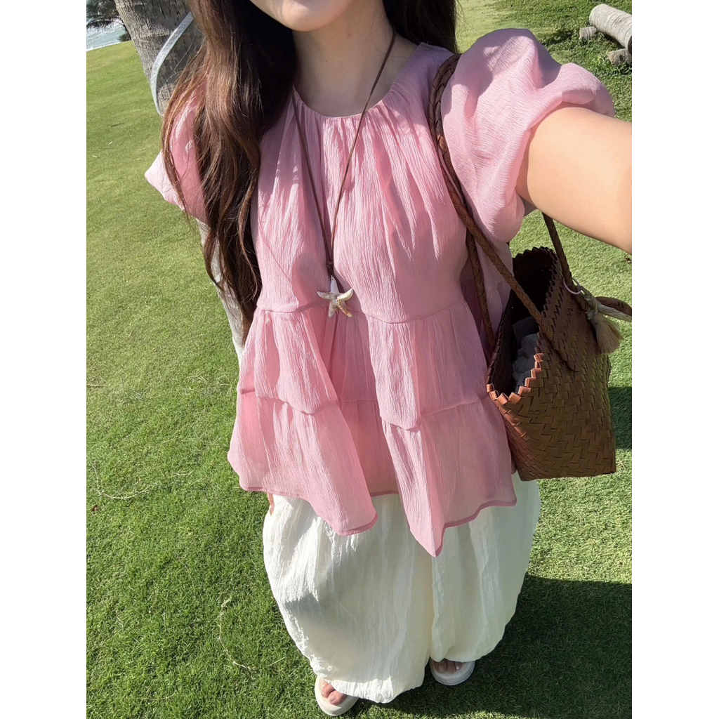 Áo voan xoè tầng tay bồng 3 màu babydoll Nữ the.sweaterweather TSW