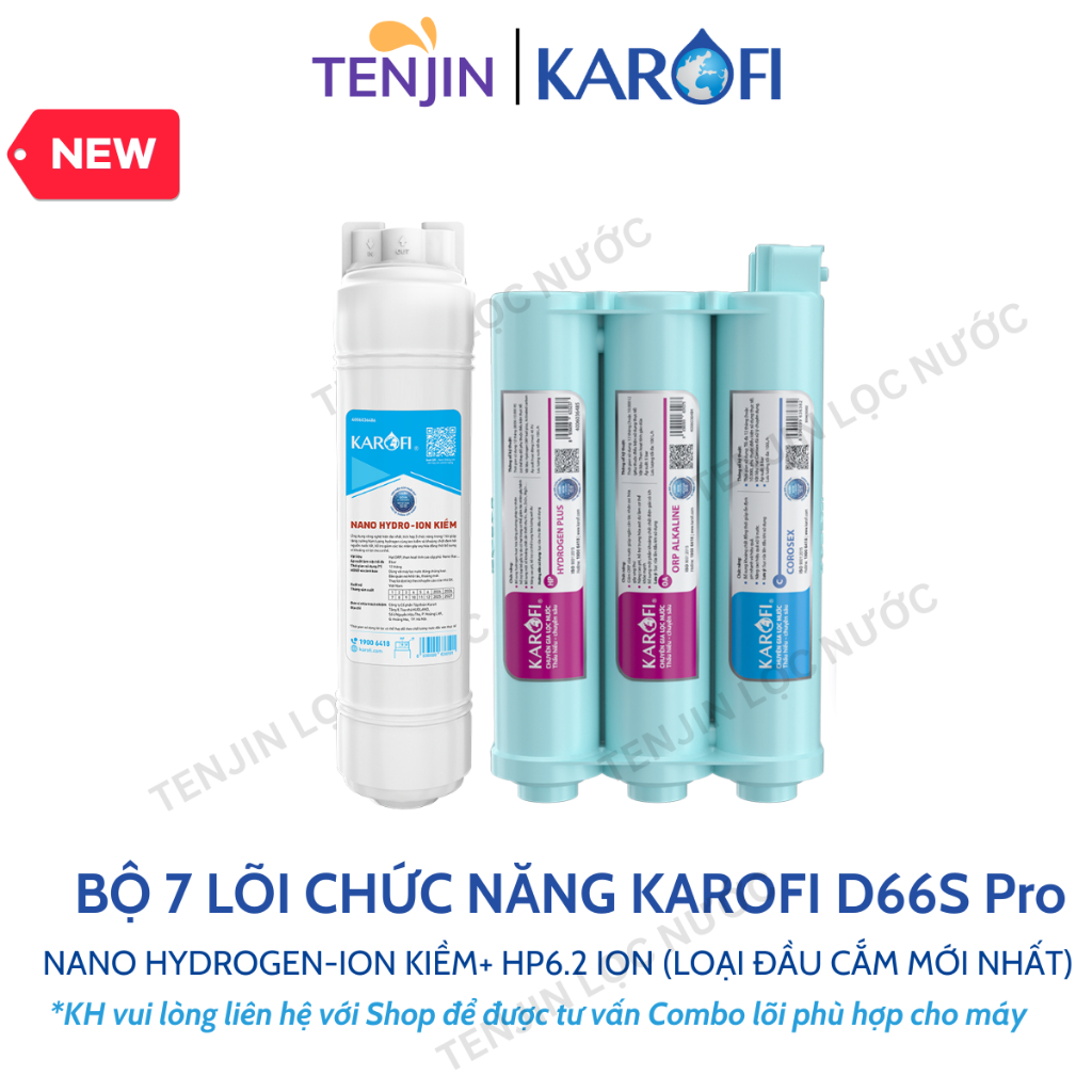 Combo 11 Lõi Lọc Nước Karofi (Mới Nhất) Sử Dụng Smax Pro V, RO Mỹ, Hydrogen-ion và Bộ HP 6.2 Ion Kiềm- Chính hãng
