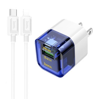 Bộ sạc nhanh 2 cổng Hoco DM-C3 kèm cáp TypeC to LaiNing PD 30W và USB QC3.0 18W