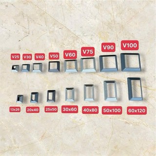 Chụp Chân Sắt Kẽm Vuông 14- 16 -20-25=30-40-50-60-75-90-100 dùng để bịt đầu các thanh sắt hộp vuông, giúp bảo vệ mép sắt