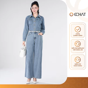 Set Đồ Nữ 𝐂𝐂𝐇𝐀𝐓 Dáng Suông Ami Basic Chất Liệu Jeans Cao Cấp 16BDJ2014ST