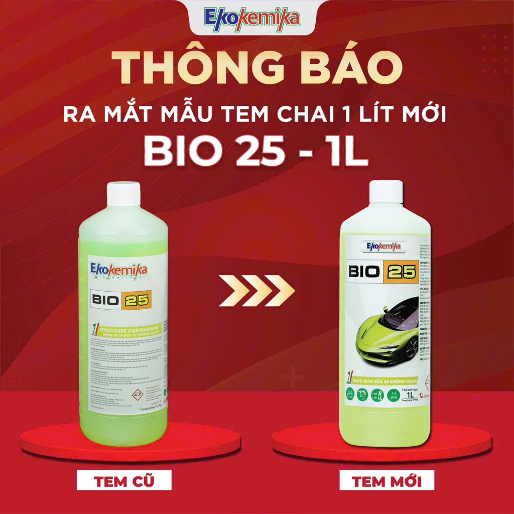 NƯỚC RỬA Ô TÔ - XE MÁY KHÔNG CHẠM CAO CẤP BIO 25-1L EKOKEMIKA ITALY