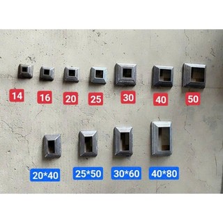 Chụp Chân Sắt Kẽm Vuông 14- 16 -20-25=30-40-50-60-75-90-100 dùng để bịt đầu các thanh sắt hộp vuông, giúp bảo vệ mép sắt