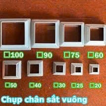 Chụp Chân Sắt Kẽm Vuông 14- 16 -20-25=30-40-50-60-75-90-100 dùng để bịt đầu các thanh sắt hộp vuông, giúp bảo vệ mép sắt