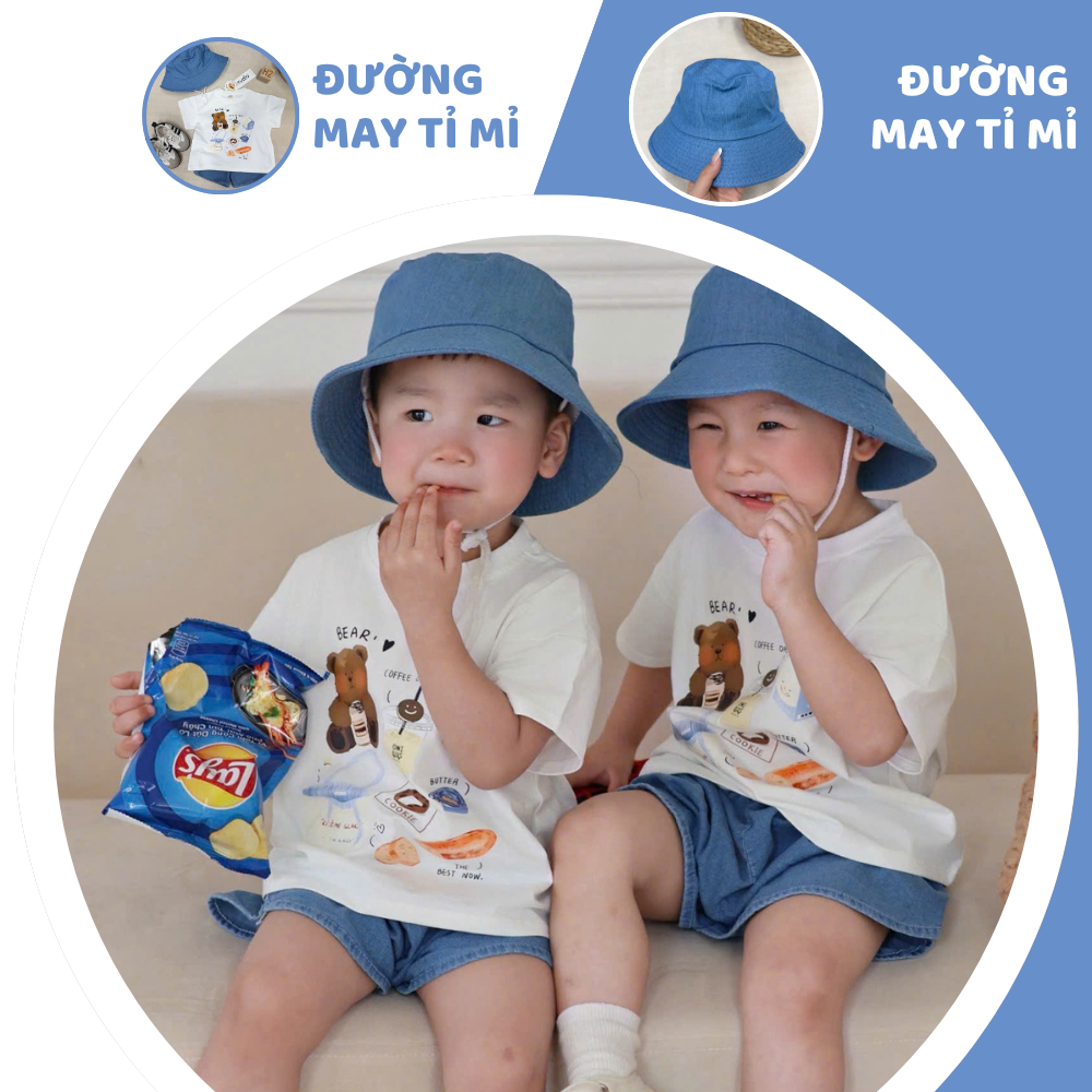 [À ƠI SHOP] Q07- bộ cộc gấu nâu bear tim kèm mũ vành- a117.1794