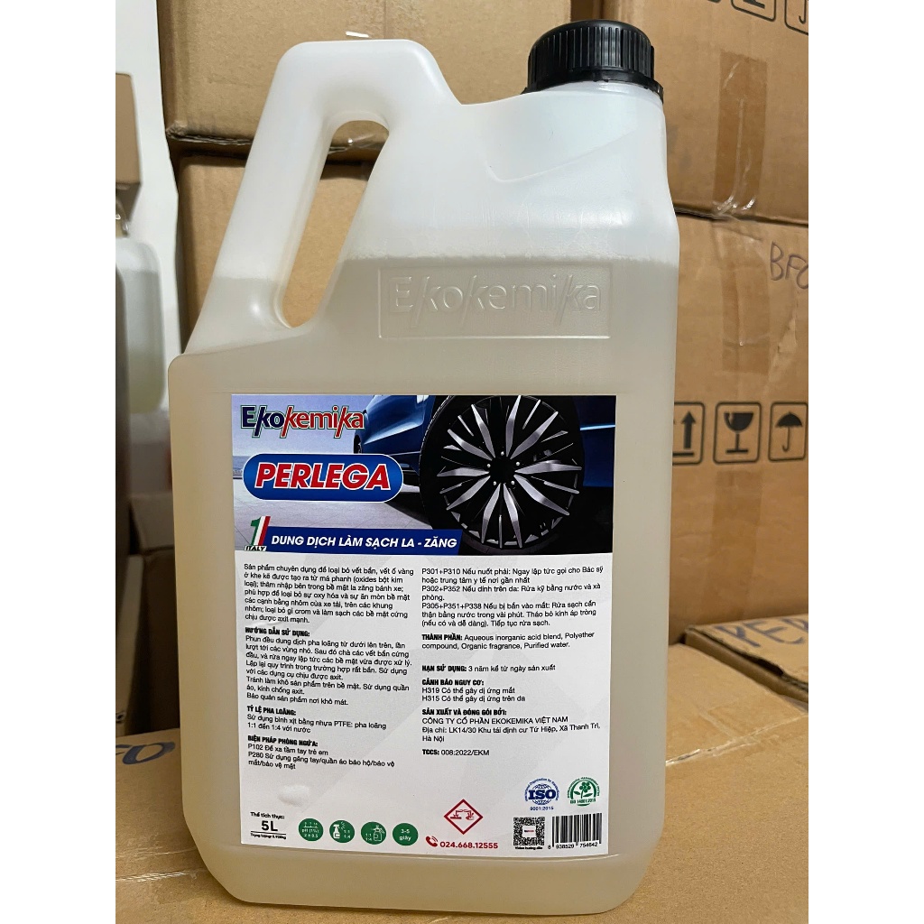 Dung dịch tẩy ố lazăng, ố kính, tẩy mốc sơn đậm đặc, thương hiệu Ekokemika  Perlega 5L