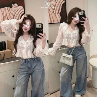Áo ren bèo dáng ngắn Loại 1 thiết kế viền ren tiểu thư, dáng ngắn sang chảnh trẻ trung siêu xinh