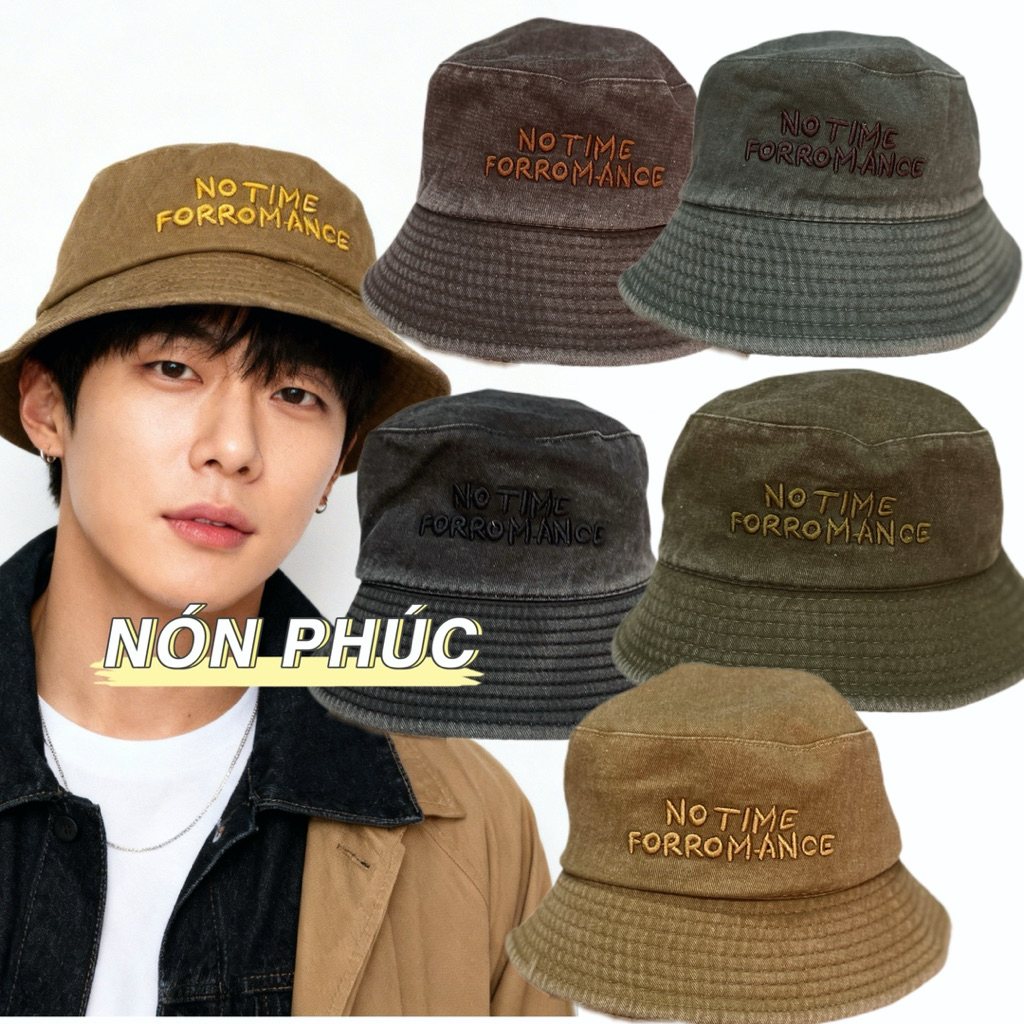 Mũ bucket jean wash No Time phog cách nam nữ