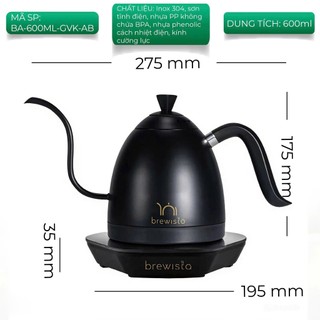 Ấm đun rót cà phê Brewista Artisan 600ml Gen 3 Pro 1500w Pure