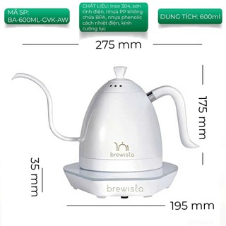 Ấm đun rót cà phê Brewista Artisan 600ml Gen 3 Pro 1500w Pure