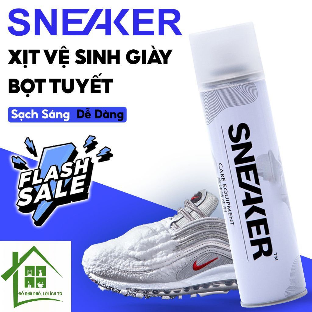 Chai xịt vệ sinh giày Sneaker 300ml bọt tuyết, bình sịt làm sạch giầy cao cấp, lọ dung dịch giặt khô