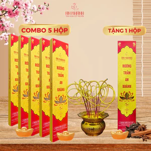 Nhang Vàng Ánh Kim Cuộn Tàn số 6 Tài Lộc An Khánh, Hộp 100 nén, Thơm Thảo Mộc Ít Khói