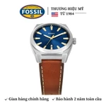 Đồng hồ nam Fossil Everett FS6115 mặt xanh dương, 42 MM, dây da thật màu nâu, 3 kim và cọc số phản quang, xem ngày — ảnh 4