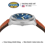 Đồng hồ nam Fossil Everett FS6115 mặt xanh dương, 42 MM, dây da thật màu nâu, 3 kim và cọc số phản quang, xem ngày — ảnh 8