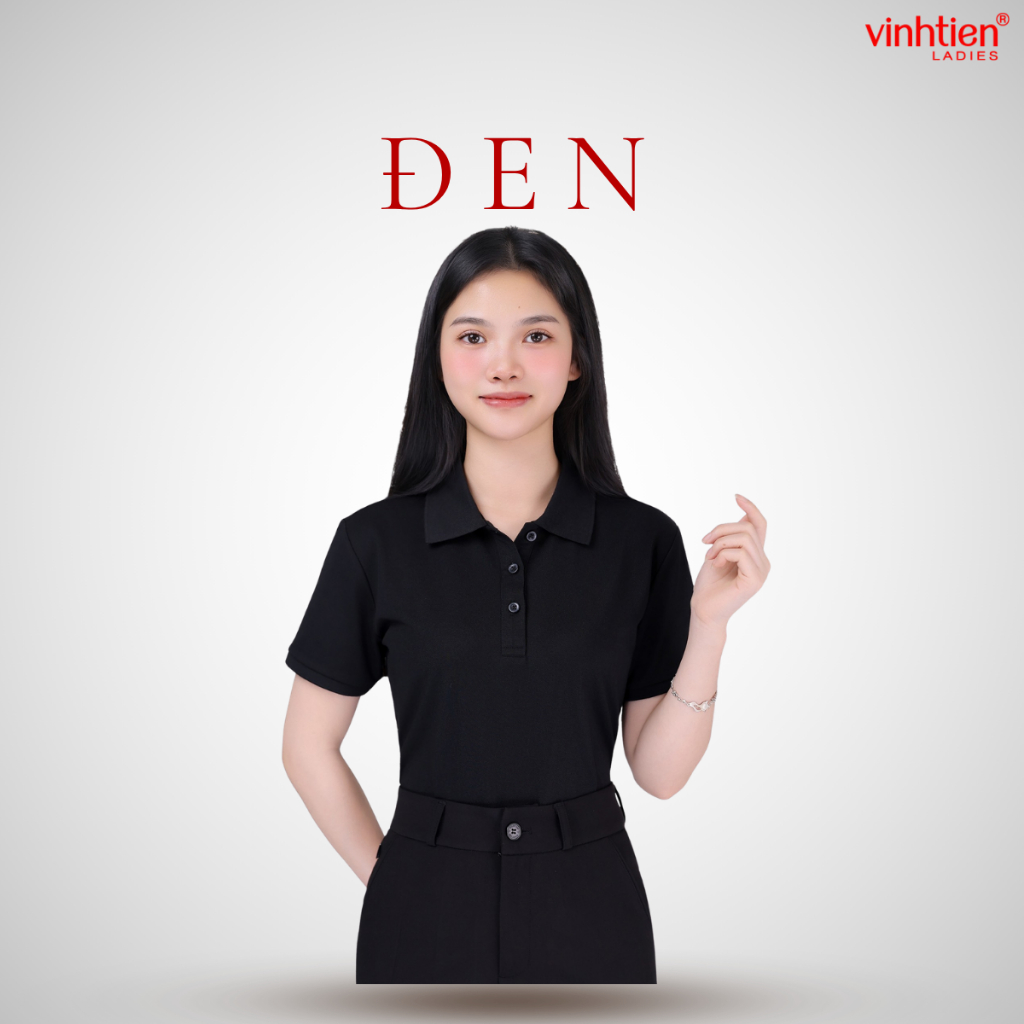 Áo Polo Nữ Ngắn Tay Vĩnh Tiến Ladies, Chất Liệu Cotton, Họa Tiết Trơn - GTB 299