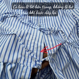 Áo Babydoll Bigsize Nữ Áo Kiểu Tay Ngắn Phồng Vạt Xòe Dễ Thương Họa Tiết Kẻ Sọc Cho Chubby A190