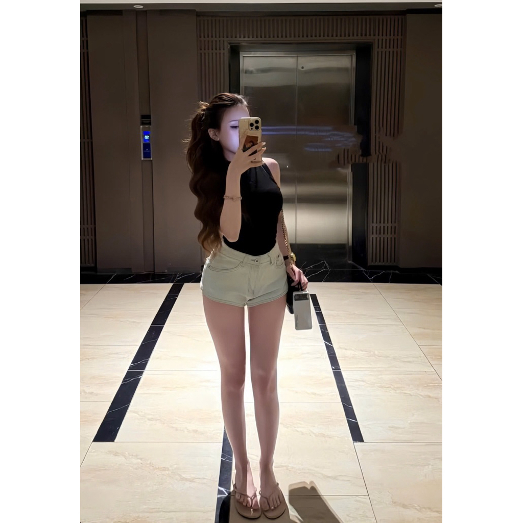 𝒄𝒂𝒎.𝒄𝒍𝒐𝒔𝒆𝒕•Quần Short Jeans Denim Lưng Thấp Dáng Chữ A