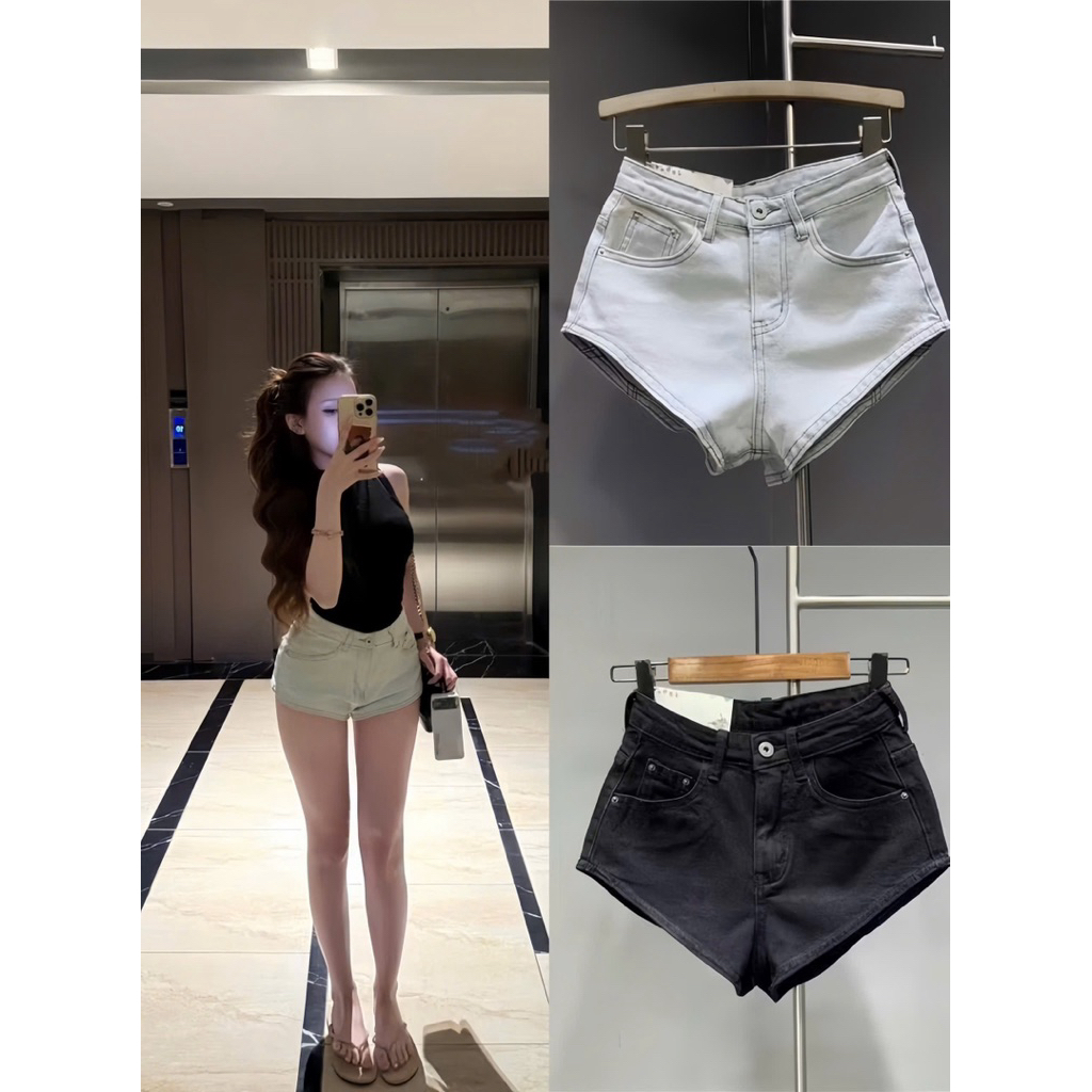 𝒄𝒂𝒎.𝒄𝒍𝒐𝒔𝒆𝒕•Quần Short Jeans Denim Lưng Thấp Dáng Chữ A
