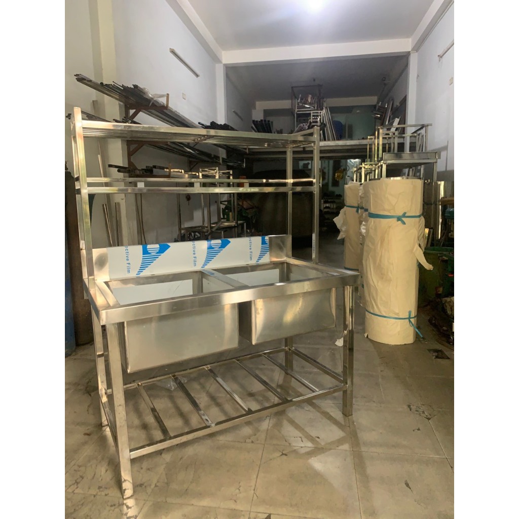 CHậu INOX Công NGHiệp hai ngăn dùng cho nhà hàng quán ăn
