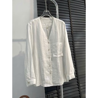 𝗭𝗢𝗭𝗢 -|LYLINEN| - Áo Linen Tưng gân cổ V