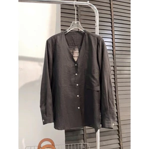 𝗭𝗢𝗭𝗢 - Áo Linen Tưng gân cổ V