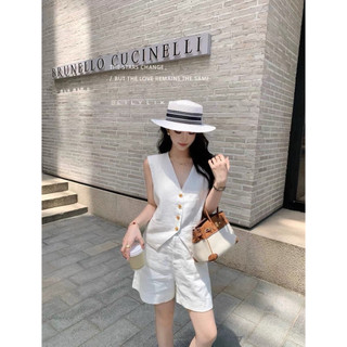 𝗛𝗶𝗹𝗹 𝗦𝗲𝘁  -|LYLINEN| Set Linen Áo ghi lê+ Short ngố
