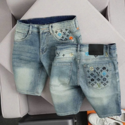 Quần Short Jean Nam Phong Cách Trẻ Trung Sang Trọng Có Co Giãn và Thêu Cao Cấp