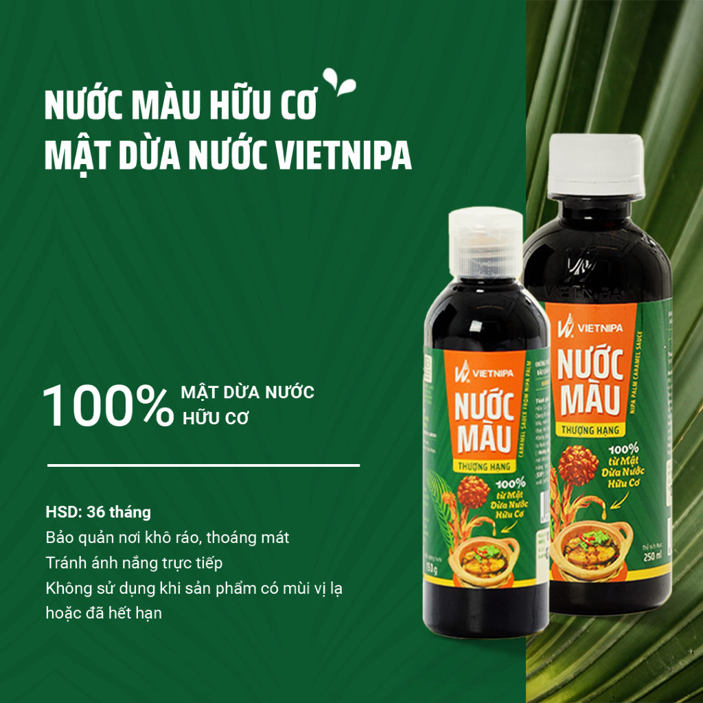 Nước màu từ mật hoa dừa hữu cơ VIETNIPA – Gia vị nấu ăn healthy, ướp thịt cá tự nhiên