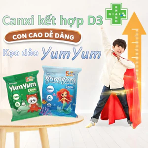 Kẹo dẻo Yumyum bổ sung Canxi, K2D3 và sữa non giúp bé cao lớn, giảm ốm vặt (Gói 2,8g)