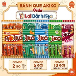 [Combo 2-5-10 Bịch] Bánh Xốp Akiko Oishi  Mix 5 Vị ( Bịch 20 Que) - Lưu ý: Vị Dâu10 Que