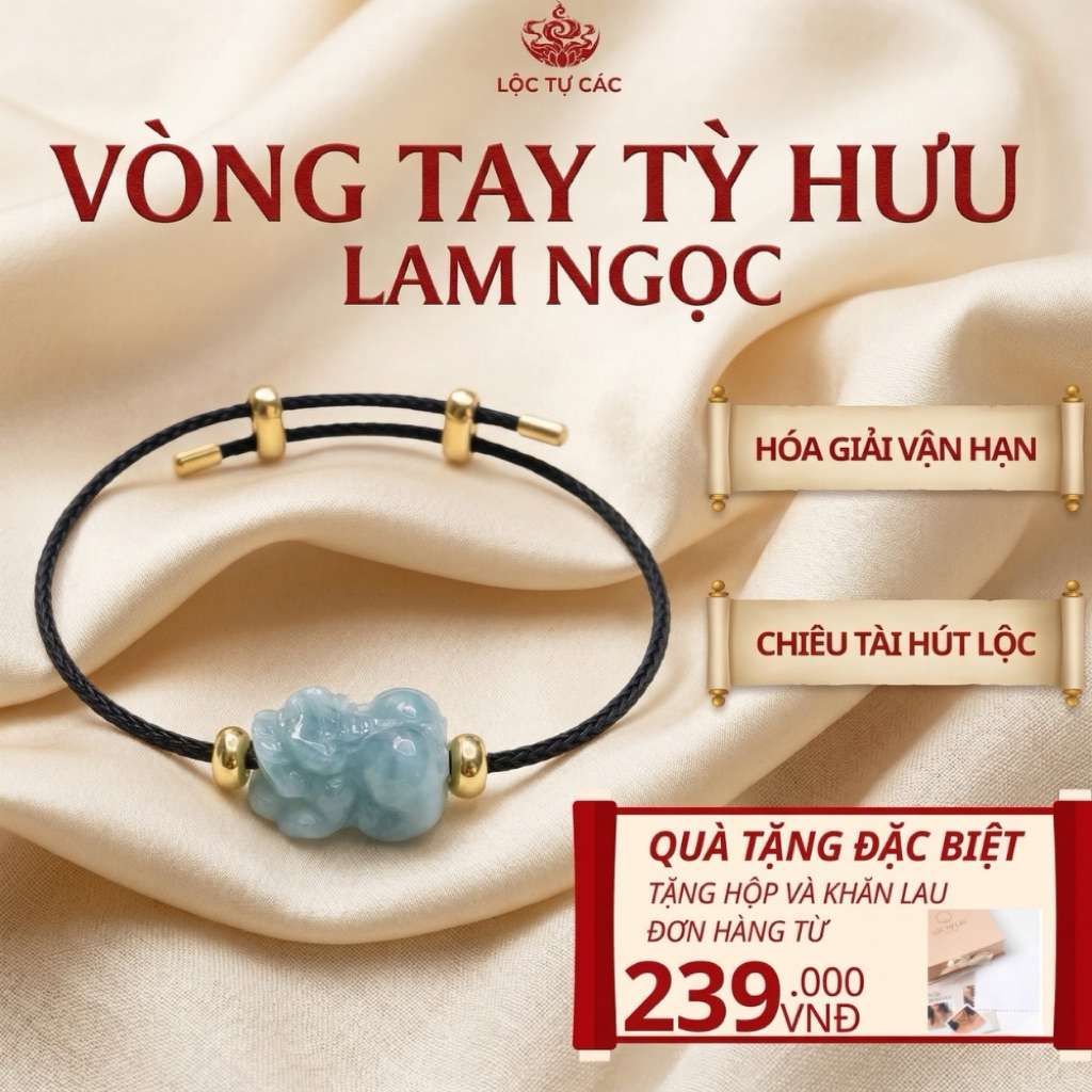 Vòng tay đá Tỳ Hư Lam Ngọc , lắc tay Lộc Tụ Các giúp tạo cảm giác bảo vệ, mang lại sự an tâm trong cuộc sống