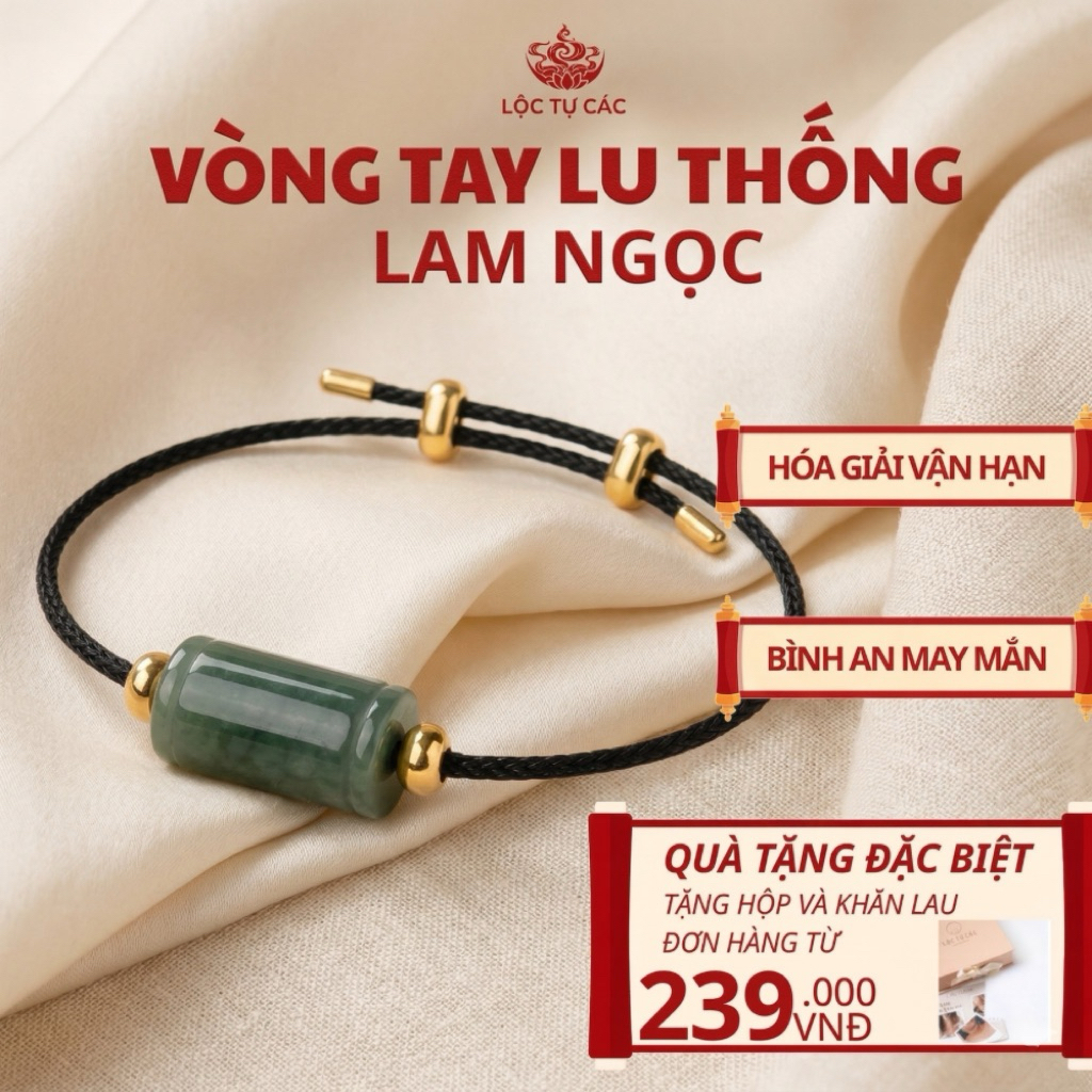 Vòng tay đá Lu Thống Lam Ngọc, lắc tay Lộc Tụ Các giúp lưu thông năng lượng thu hút tài lộc may mắn