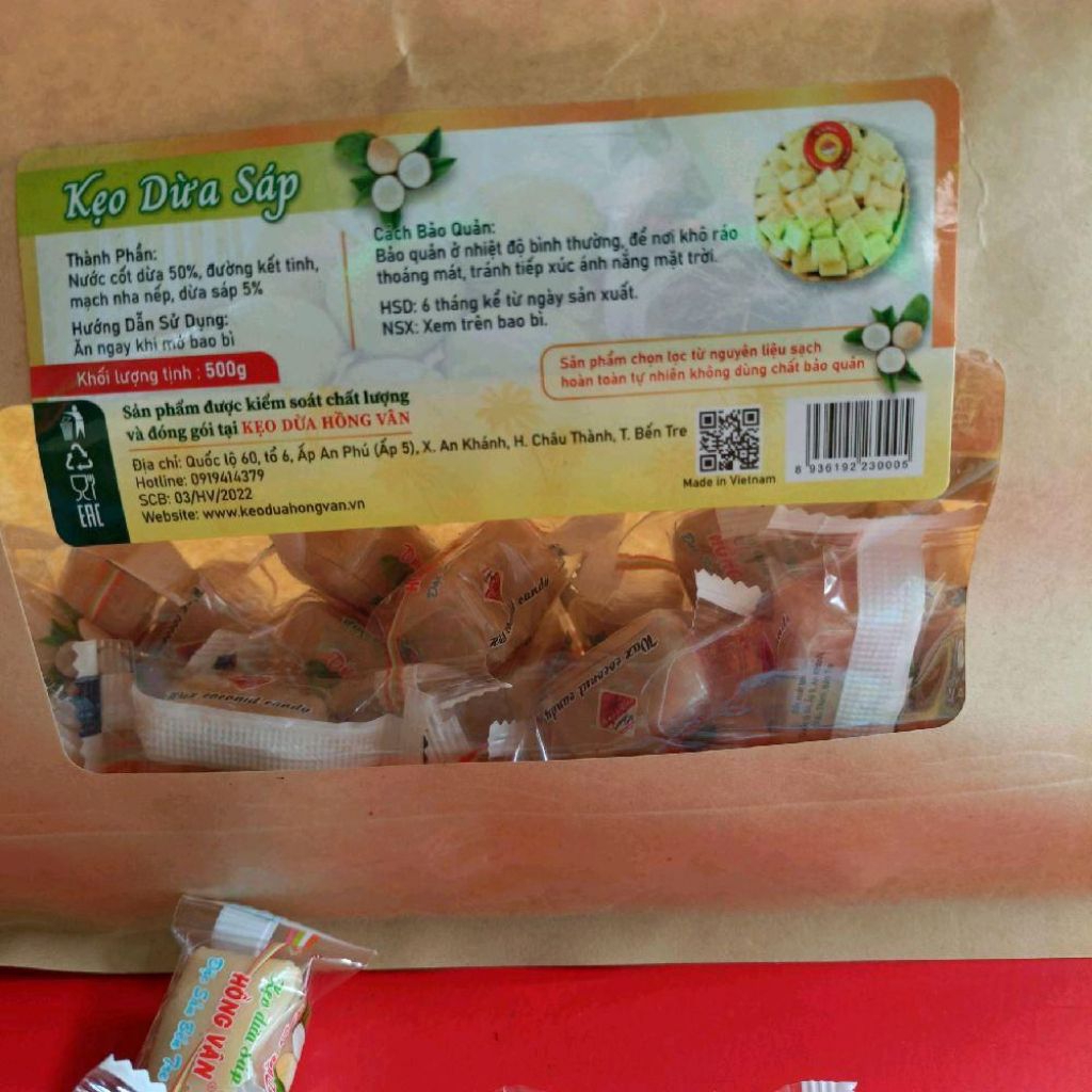 Kẹo dừa sáp Hồng Vân 500g __ đặc sản Bến Tre