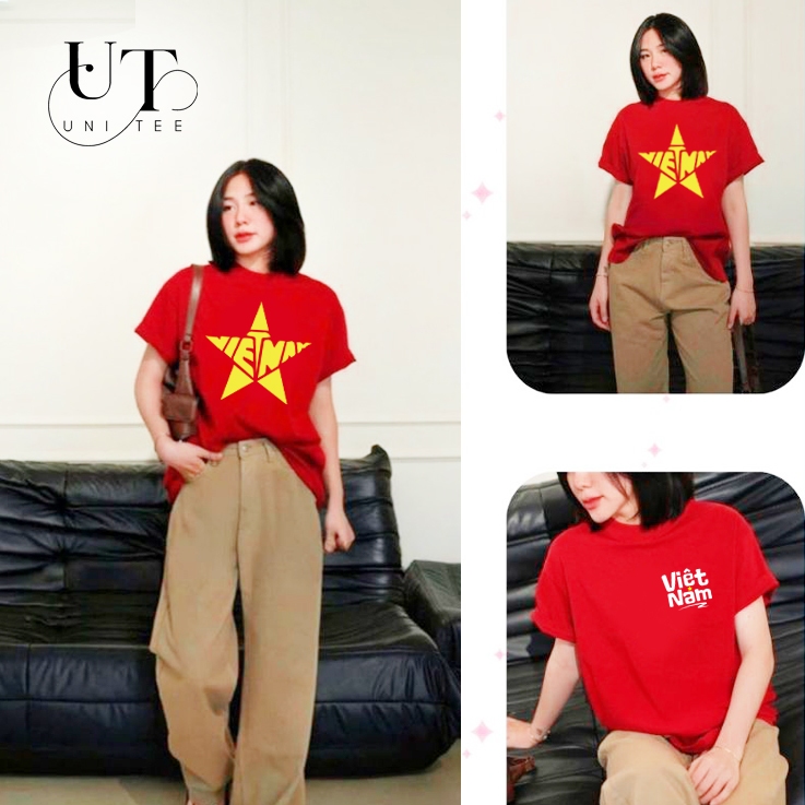 (9kg-110kg) Áo thun Unisex hình Sao Vàng yêu nước, thoáng mát cho BÉ TRAI, BÉ GÁI, NAM NỮ, CẶP ĐÔI - Uni Tee I U122