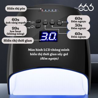 Máy Hơ Nail UV/LED 66W 33 Bóng Tích Điện Sạc Pin Không Dây S10 – Đèn Hơ Gel Nhanh Cảm Biến Tự Động, Màn Hình LCD Nail666