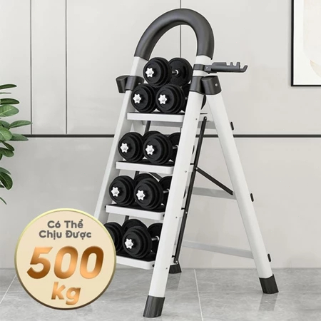 [🔥Bảo hành 2 năm] Thang Gấp Gọn Thang Chữ A Thang Nhôm Gấp Gọn 2-8 Bậc Tải Trọng 500kg Tặng phụ kiện Thang gia đình đỏ