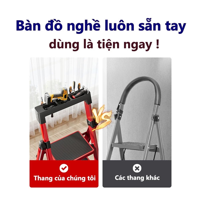 [Giảm giá có thời hạn 45%] Thang Gấp Gọn Thang Chữ A Thang Nhôm Gấp Gọn 2-8 Bậc Tải Trọng 500kg Bảo hành 5 năm