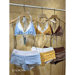 Set bikini phối kẻ