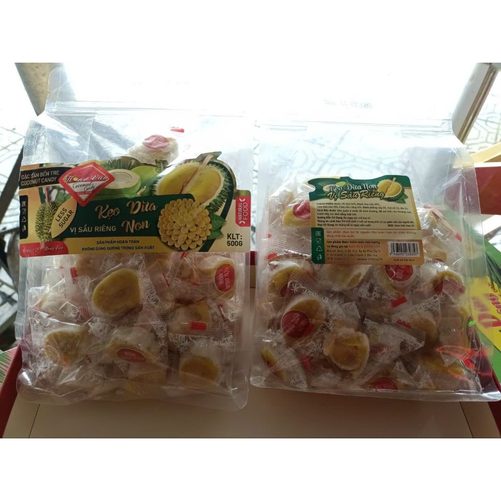 Kẹo dừa non sầu riêng Hồng Vân 500g -- Bến Tre