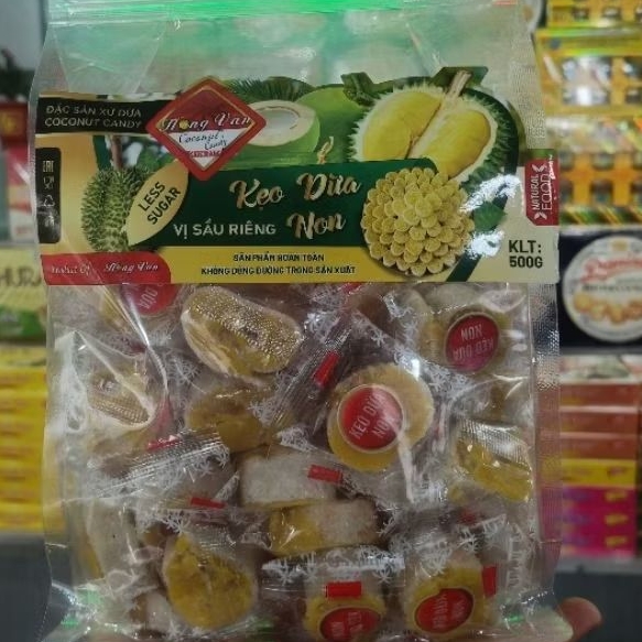 Kẹo dừa non sầu riêng Hồng Vân 500g -- Bến Tre