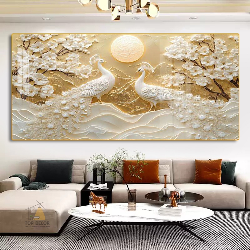 Tranh Treo Tường "CHIM CÔNG" Tráng Gương ,Tranh Treo Decor, Tranh treo Phòng Khách, Tranh Treo Phòng Ngủ