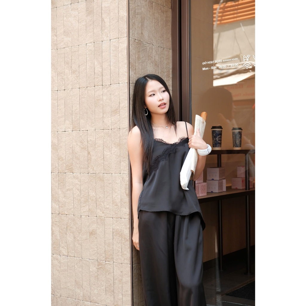 Set Nữ DIGUST Áo 2s , Quần Dài Bí Chất Lụa Phối Ren Mùa Hè Đi Biển, Dạo Phố SECODEE