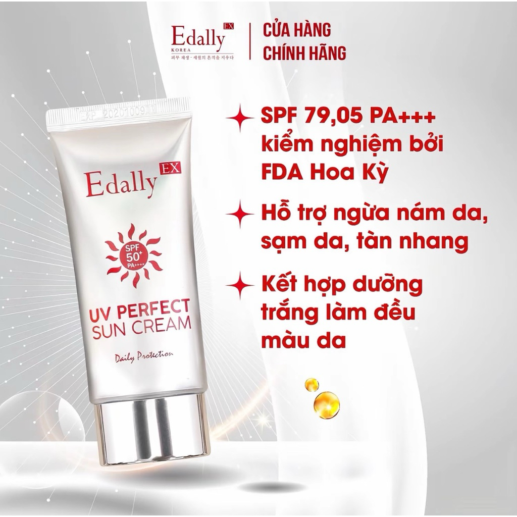 KEM CHỐNG NẮNG NGỪA NÁM HOÀN HẢO EDALLY EX UV PERFECT SUN CREAM SPF50+/PA++++ 60ml ngừa nám, bảo vệ da