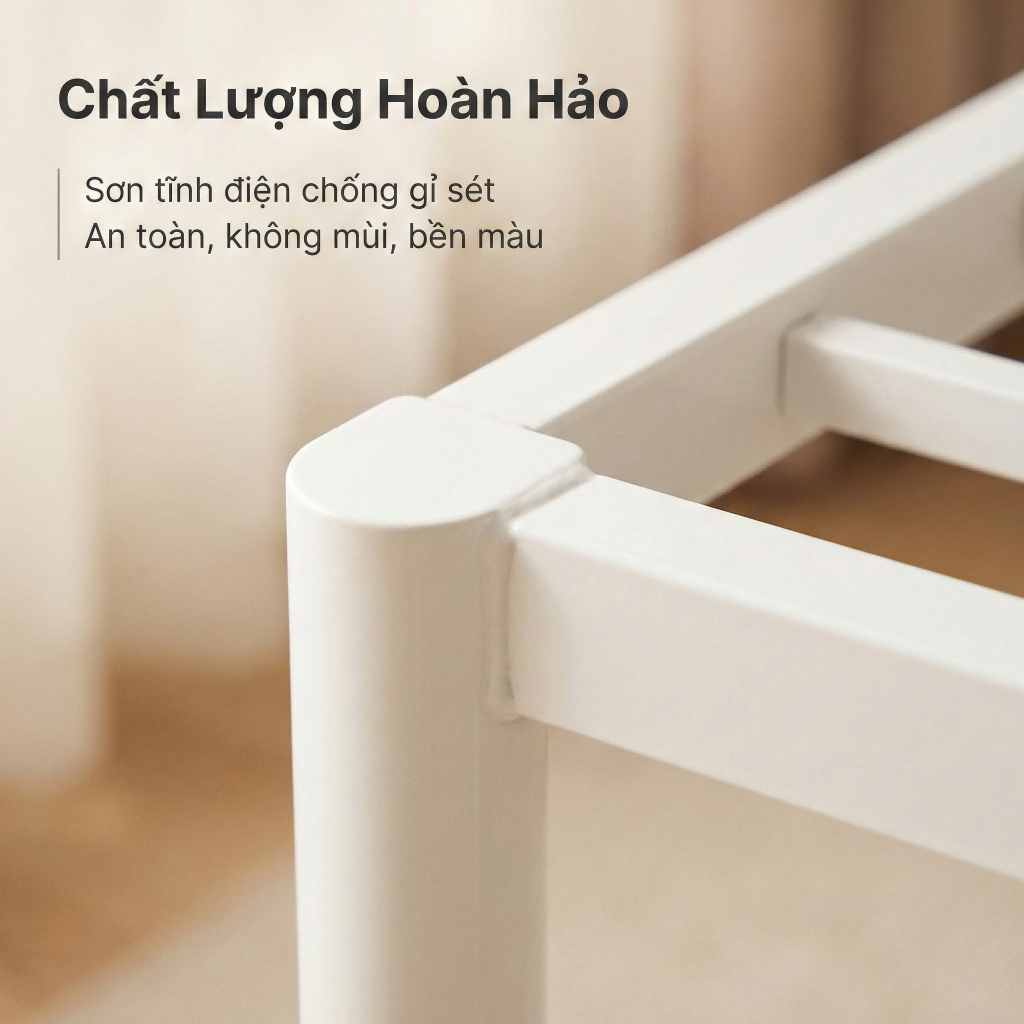 Giường ngủ 1m8x2m bằng sắt chống ồn cho phòng ngủ – Thiết kế Japandi sơn tĩnh điện cao cấp