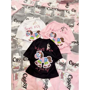 Áo Phông Ngắn Tay Nam Nữ In Ngựa Have Fun Giả Thêu Siêu Đẹp 100% Chất Cotton Mềm Mịn Siêu Co Dãn