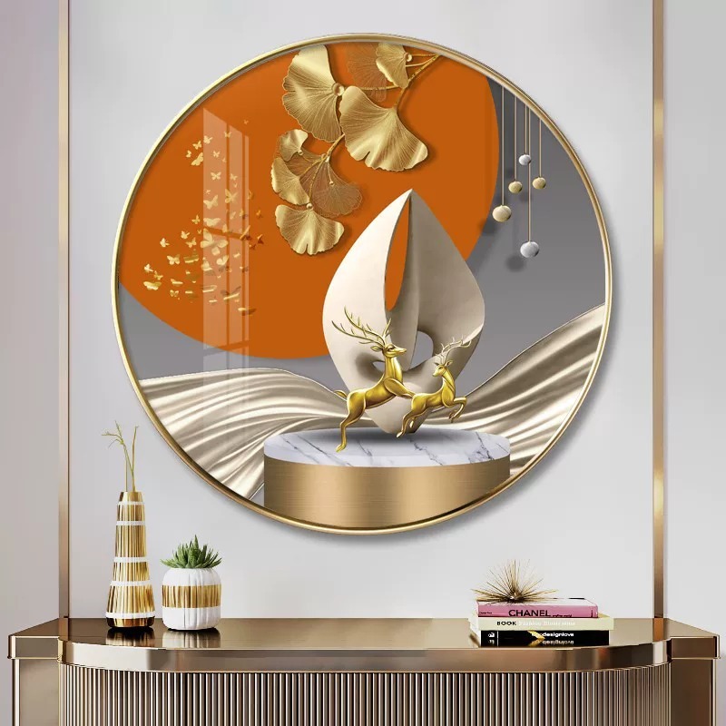 Tranh Tráng Gương Pha Lê Tròn Hiện Đại, Decor Treo Tường Trang Trí Phòng, Quà Tặng - Top Decor