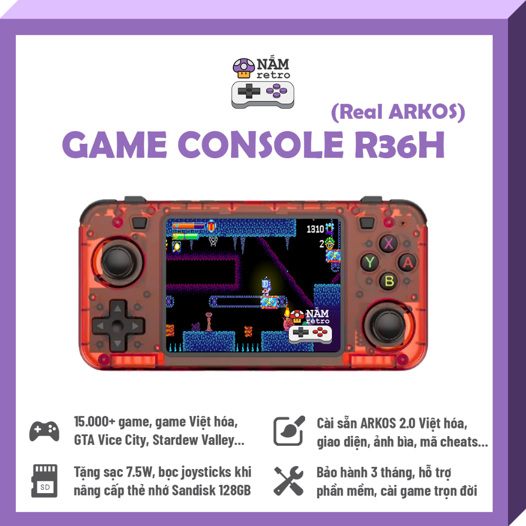 [Tặng Sạc] Máy Chơi Game R36H REAL - Cài sẵn ArkOS, 15000 game, GTA ...