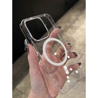 Ốp Lưng Trong Suốt Hỗ Trợ Sạc Không Dây Từ Tính Dành Cho IP 17 16 15 14 13 12 11 Plus Pro Max
