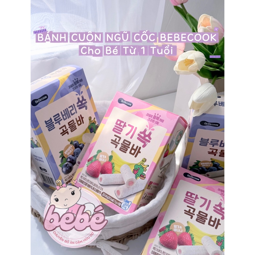 (Date mới) Bánh ăn dặm snack Bebecook bỏng, ngô chuối, cuộn, bi phô mai,thanh cho bé ăn dặm Hàn Quốc