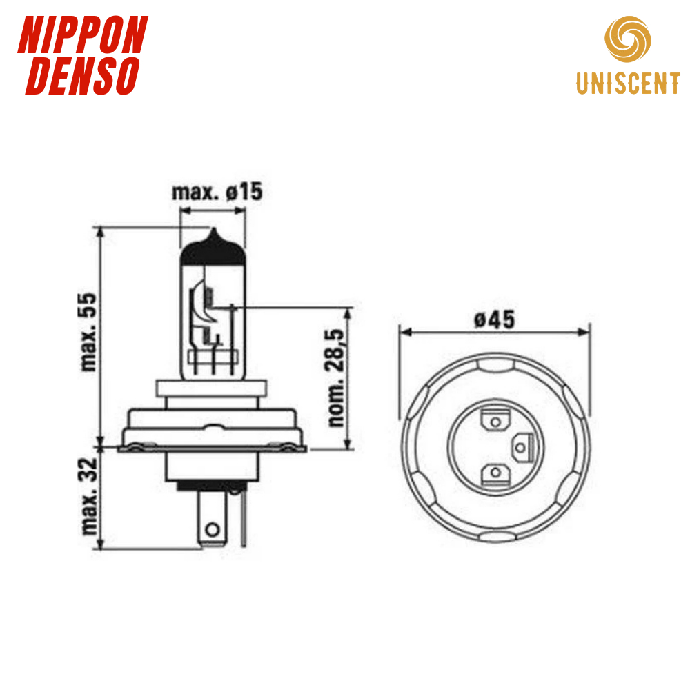 Bóng Đèn Xe Máy Halogen HS1 12V-35/35W- Exciter 135/Ex150/Taurus 11-18 NIPPON DENSO-Made In Thailand